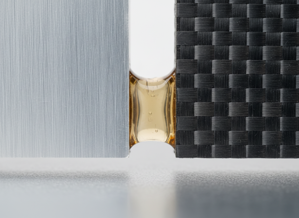 Robotic arm precisely applying automotive adhesive to car body panel