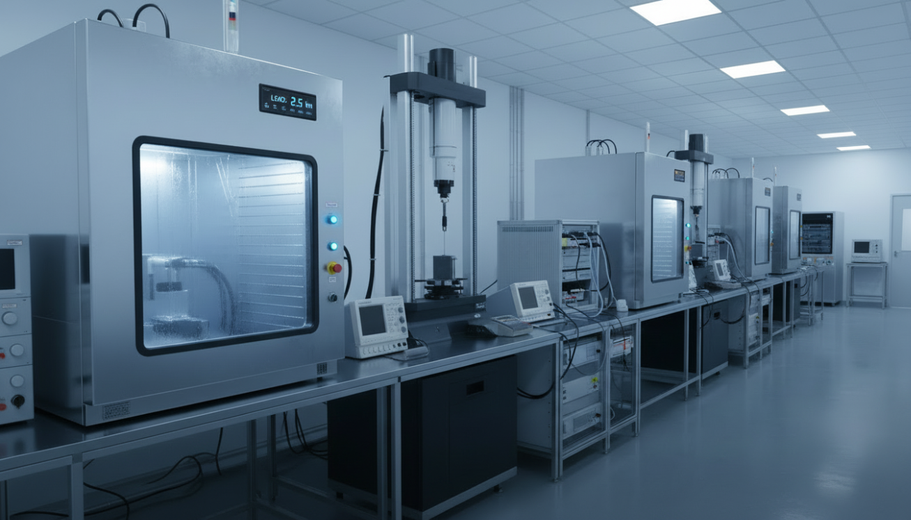 Advanced testing equipment including climatic chambers and tensile testers