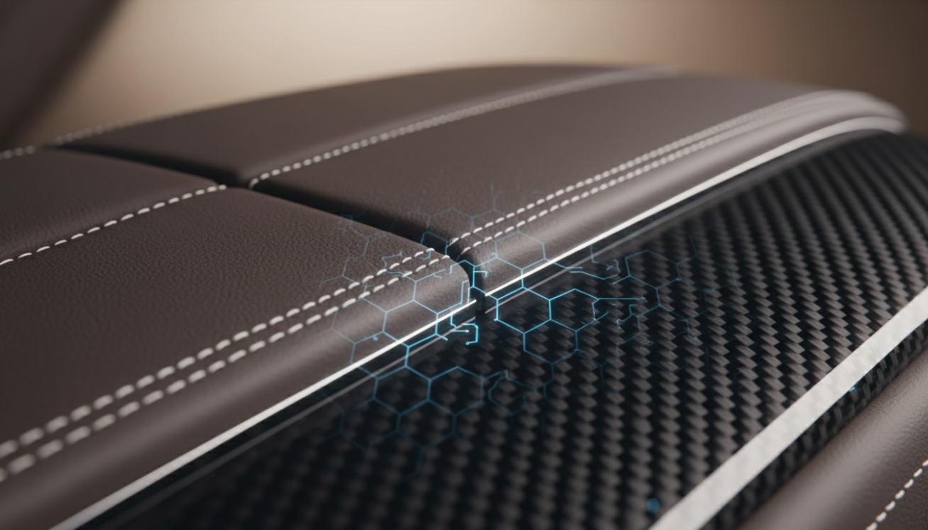 Automotive interior bonding detail showing precision adhesive application