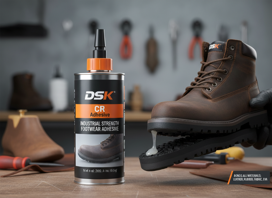 DSK CR adhesive container with leather boot application