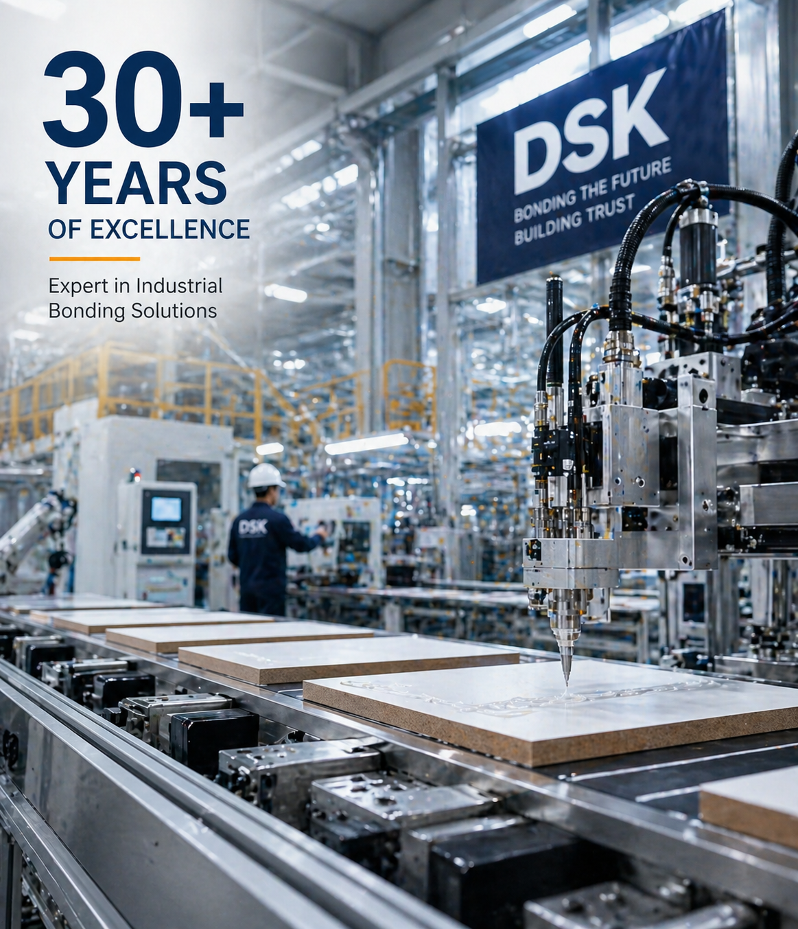 DSK manufacturing facility showcasing industrial bonding expertise