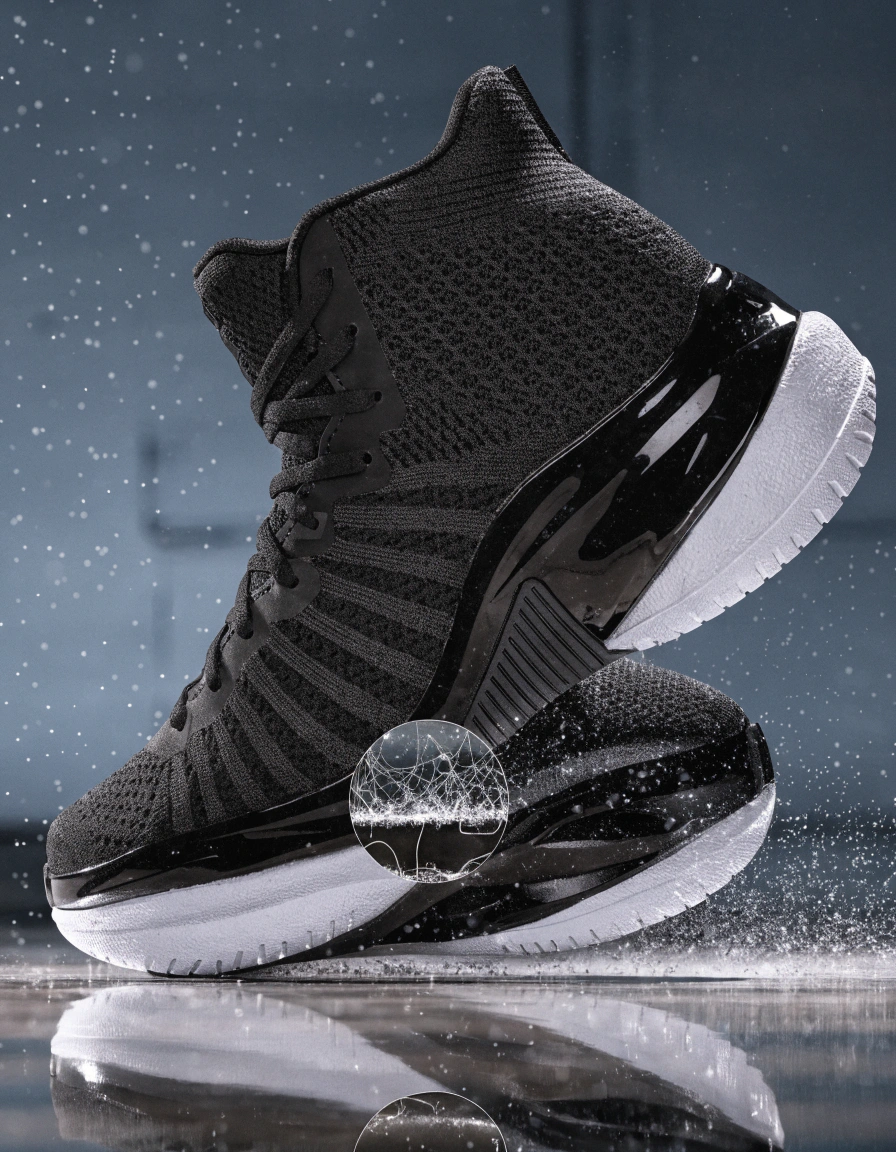 Basketball player executing sharp pivot movement showcasing extreme shoe stress