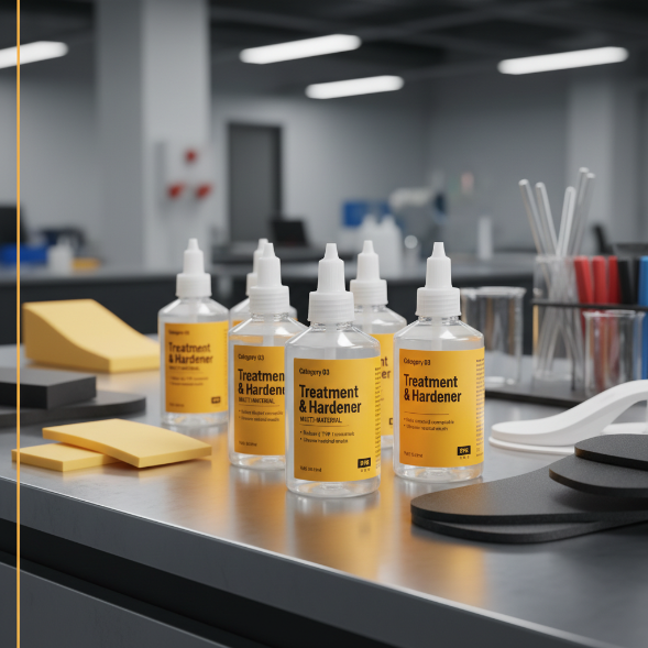 Multi-material treatment and hardener products