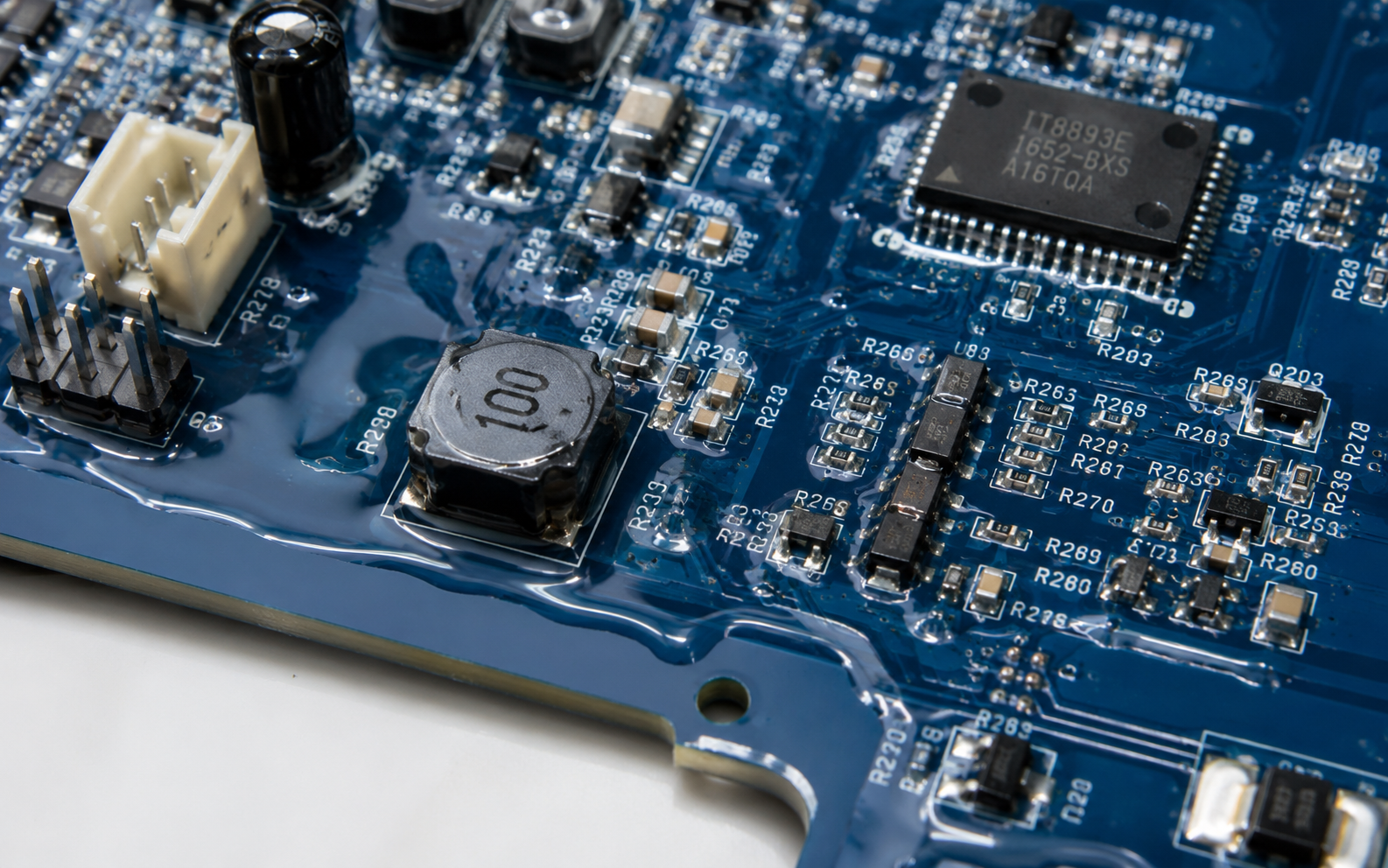 Conformal coating applied on printed circuit board